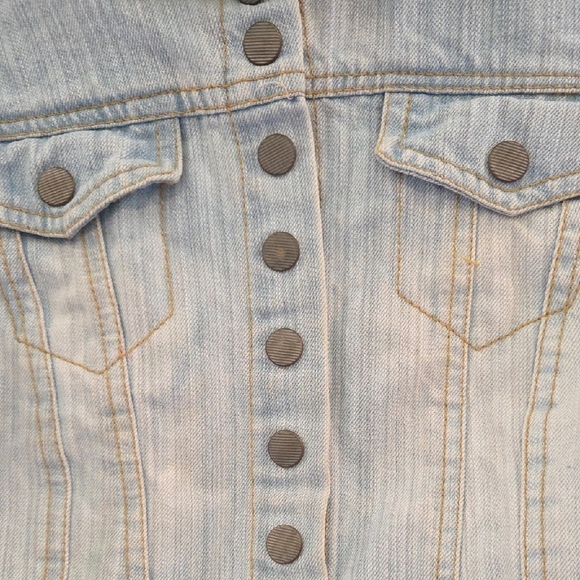 Highway Jeans Blue Cropped Jean Jacket With Snaps Junior Size XS - Picture 3 of 9